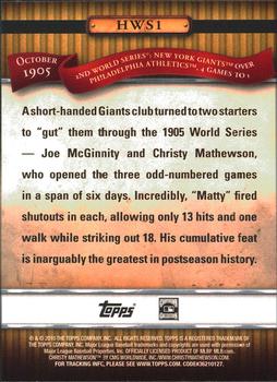 2010 Topps - History of the World Series #HWS1 Christy Mathewson Back